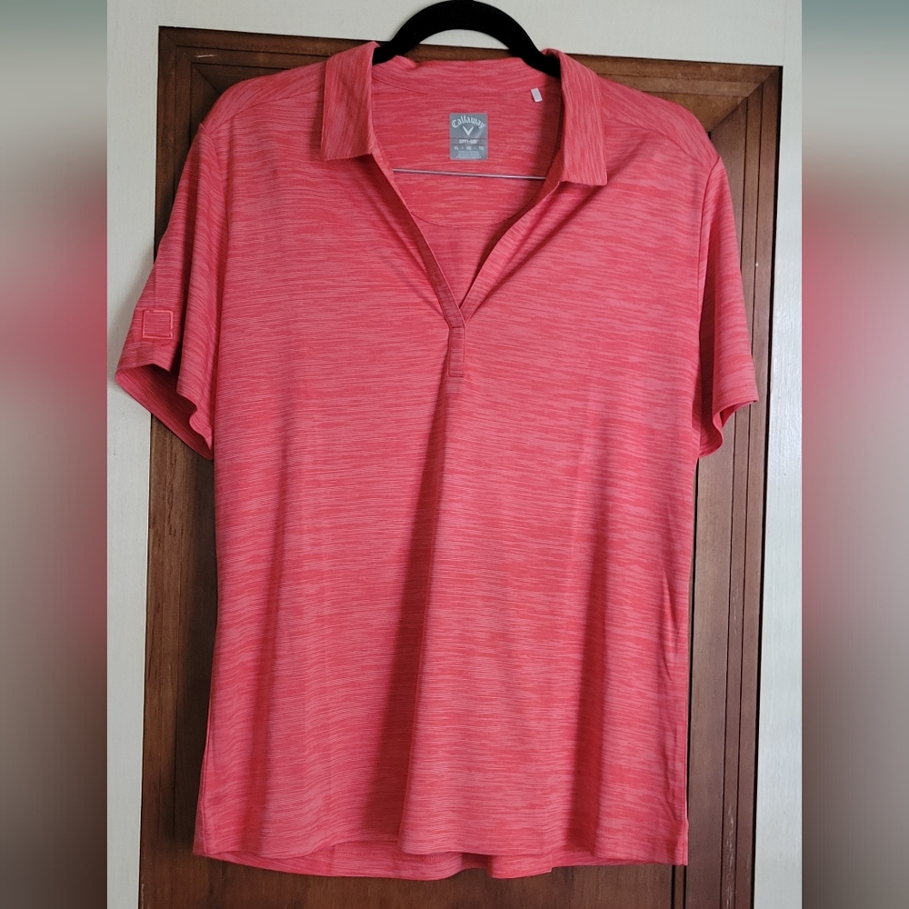 Callaway Salmon Pink Short Sleeve Mens Polo #4
